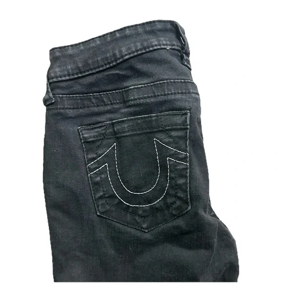 Women’s True Religion Halle Mid Rise Super Skinny Black Jeans Size 26 - Picture 2 of 4